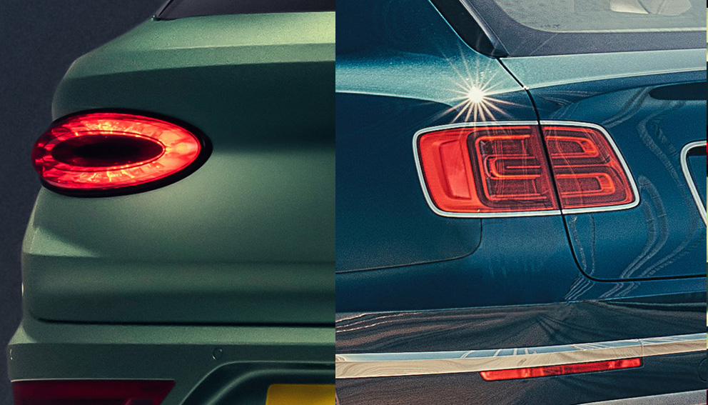 Vlevo Bentley Bentayga po faceliftu 2020